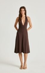 Sable Midi Dress (Chocolate)