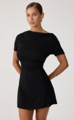 Lane Mini Dress (Black) - Image 2