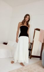 Stella Midi Dress (Black/Cream) - Image 4
