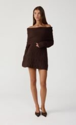 Pavati Long Sleeve Mini Dress (Chocolate Marle) - Image 6