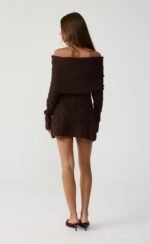 Pavati Long Sleeve Mini Dress (Chocolate Marle) - Image 4