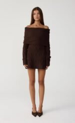 Pavati Long Sleeve Mini Dress (Chocolate Marle) - Image 2