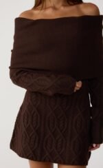 Pavati Long Sleeve Mini Dress (Chocolate Marle) - Image 7