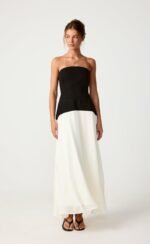 Stella Midi Dress (Black/Cream) - Image 9