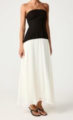 Stella Midi Dress (Black/Cream) - Image 8