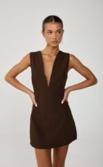 Aya Mini Dress (Chocolate) - Image 6