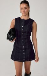 Heath Mini Dress (Navy Blue Denim) - Image 6