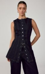 Heath Mini Dress (Navy Blue Denim) - Image 7