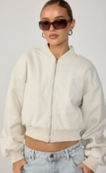 Ellina Bomber Jacket (Oat Texture) - Image 8