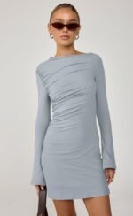 Elysse Mini Dress (Muted Blue) - Image 3