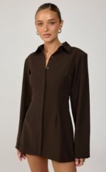 Mariella Mini Dress (Chocolate) - Image 3