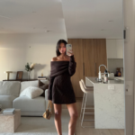 Pavati Long Sleeve Mini Dress (Chocolate Marle)