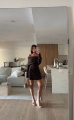Pavati Long Sleeve Mini Dress (Chocolate Marle)