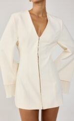 Rae Mini Dress (Cream) - Image 5
