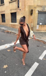 Solenne Mini Dress (Chocolate)