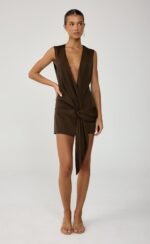 Solenne Mini Dress (Chocolate) - Image 5