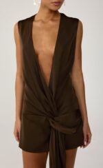 Solenne Mini Dress (Chocolate) - Image 4