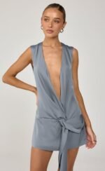 Solenne Mini Dress (Storm Blue) - Image 3